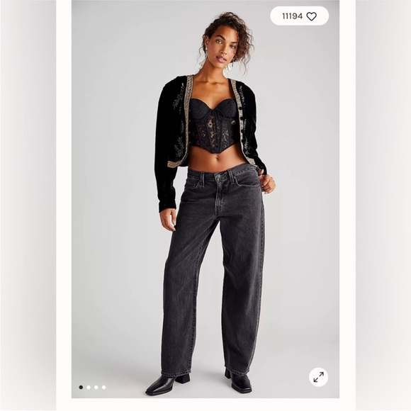 FP x Levis Classic Black Straight Leg Women's Daddy baggy Jeans. Boot Barn - Picture 2 of 8